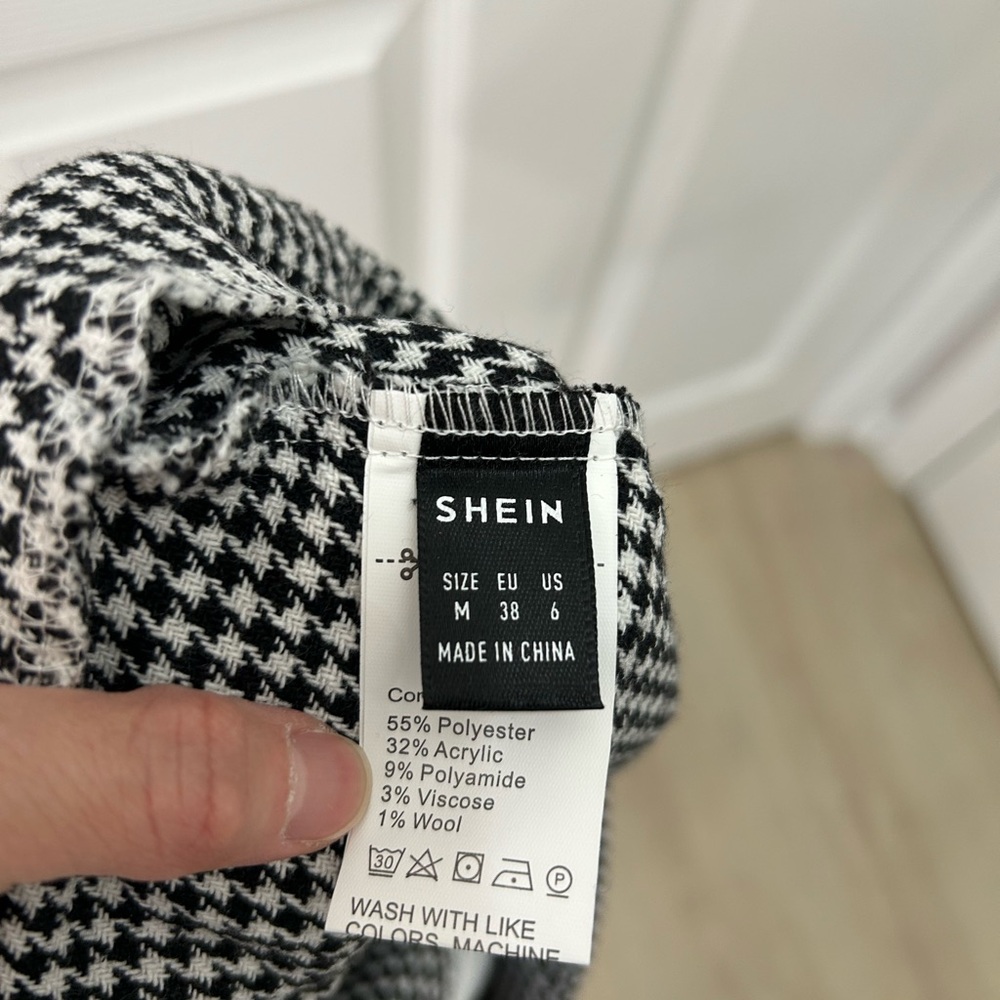SHEIN Black & White Houndstooth A-Line Skirt - Picture 4 of 4